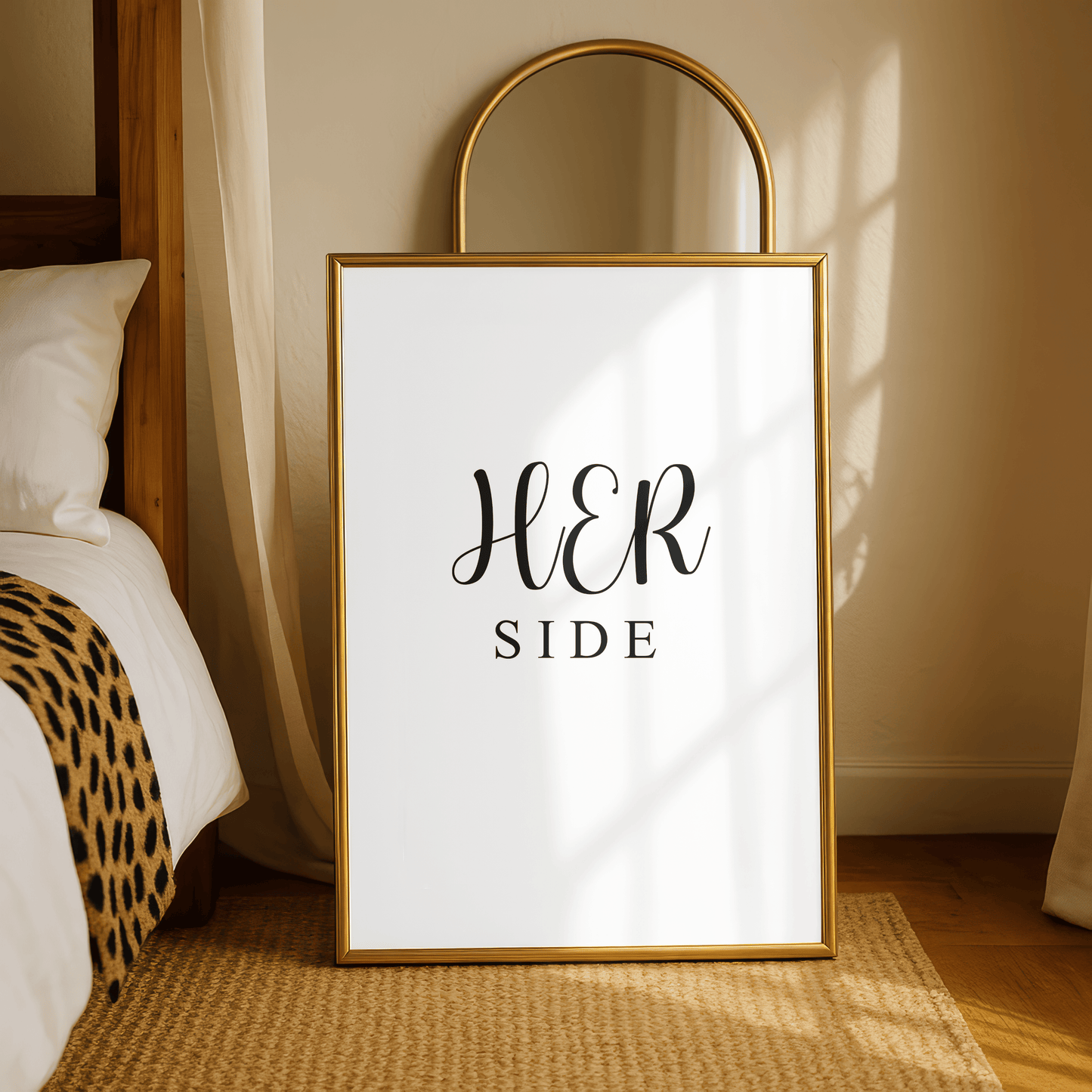Her Side Minimal Bedroom Print