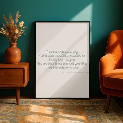 One Direction "I Want To Write You A Song" Lyric Print - A5