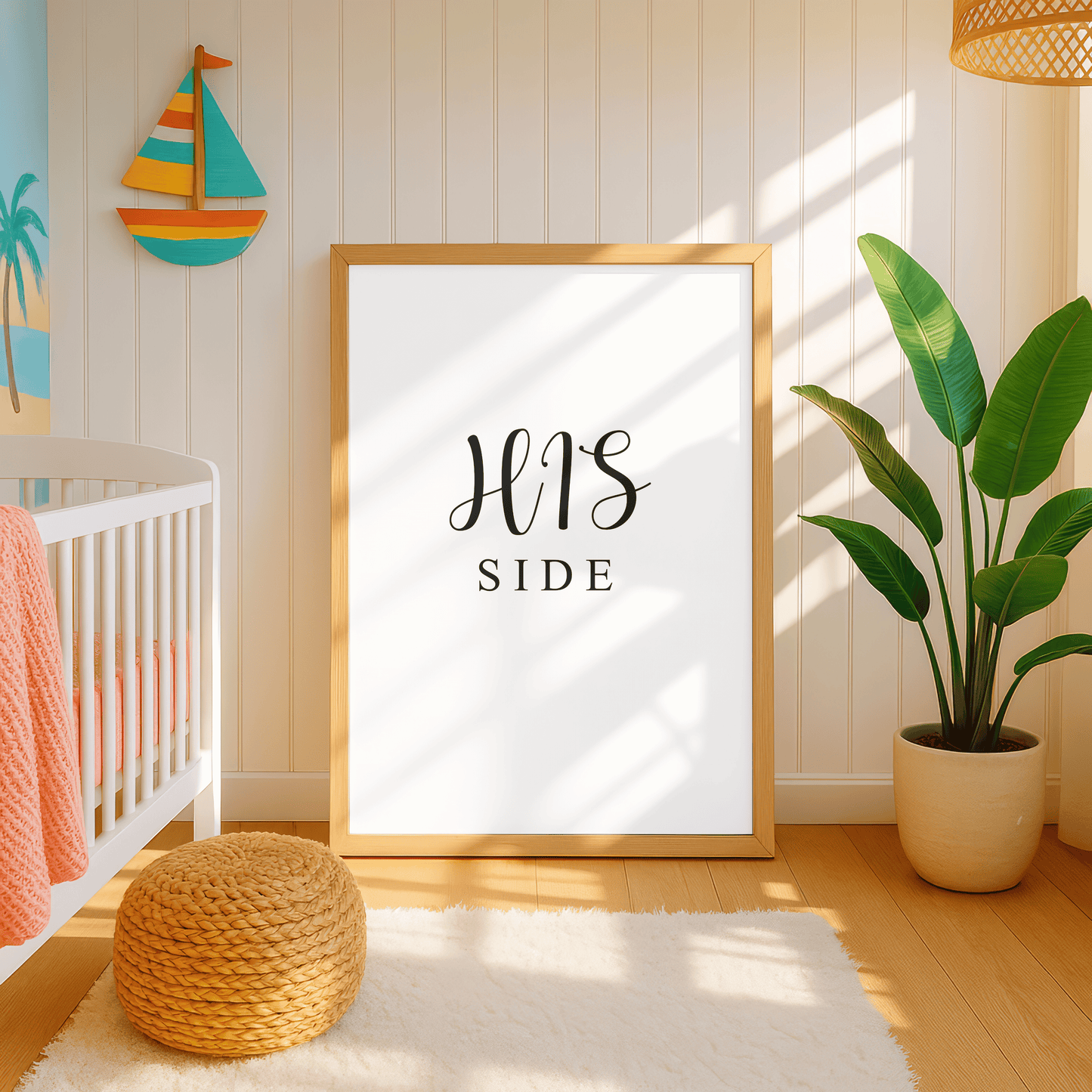 His Side Minimal Bedroom Print
