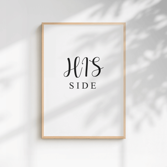 His Side Minimal Bedroom Print