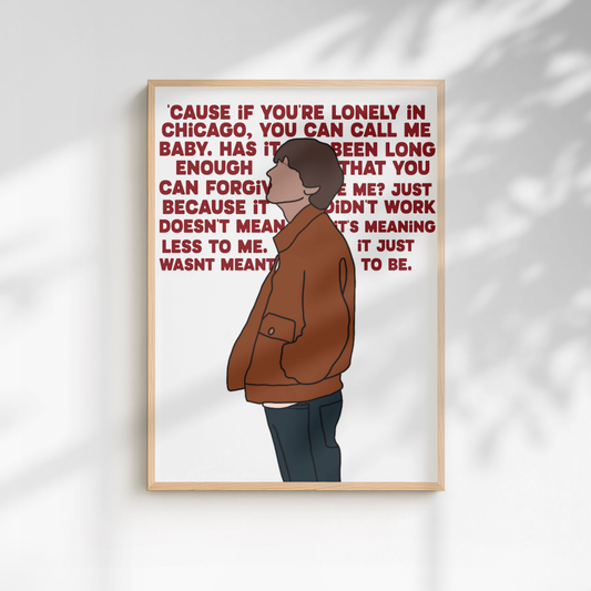 Louis Tomlinson "Chicago" Lyric Print - A5