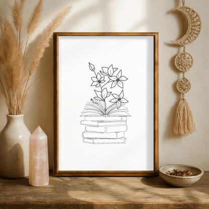 Floral Books Minimal Print