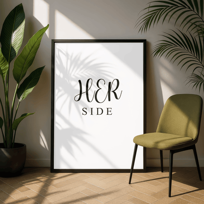 Her Side Minimal Bedroom Print